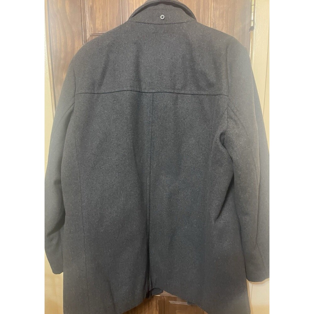 Dockers Mens Wool Blend Overcoat Charcoal Grey Quilted Lined Car Coat Large - Picture 3 of 5